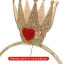 2 x Halloween Queen Costume Accessories Set Including Gold Crown Red Heart Collar Choker Gem Scepter Wand Heart Ear Decor for Women Queen Costume Party Accessories