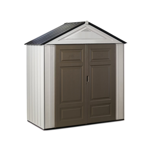 Rubbermaid Resin Outdoor Storage Shed With Floor (7 x 3.5 Ft.) Weather Resistant Brown/Grey Organization for Home/Lawn Mower/Backyard Equipment/Bike Storage/Pool Supplies