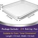 TeamFar Toaster Oven Pan Set of 2, Stainless Steel Toaster Oven Baking Tray Ovenware, 12.5x 9.5x1, Non Toxic & Healthy, Rust Free & Mirror Finish, Easy Clean & Dishwasher Safe