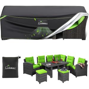 UIRWAY Patio Furniture Covers, 111"L  84"W  28"H Outdoor Sectional Sofa Cover Waterproof, Heavy Duty 420D Patio Cover for Outside Garden Dining Table and Chair Set Cover Rectangular with Air Vent