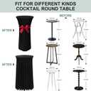 BDDC Cocktail Table Covers - 2 Pack 24"x 43" Black Cocktail Table Tablecloth with Natural Wavy Round Skirt for Bar Wedding Party Banquet