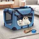 Petprsco Portable Collapsible Dog Crate, Travel Dog Crate 24x17x17 with Soft Warm Blanket and Foldable Bowl for Large Cats & Small Dogs Indoor and Outdoor