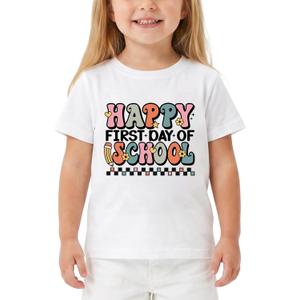 First Day of Pre-K Shirt Back to School T-Shirt Toddler Kindergarten Outfit Funny Graphic Tee Cotton, 2T-6Y