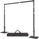 10x10 Pipe and Drape Stand Kit, Heavy Duty Backdrop Stand Adjustable, Sturdy Metal Back Drop Decoration Frame with Flat Base for Parties, Flower Wall, Wedding, Event,Trade Shows, Photo Shoot- Black, 10ftx10ft