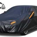 Kayme Sedan Car Cover Waterproof All Weather with Lock and Zipper, Sun Uv Rain Protection Outdoor, Universal Fit Versa/350Z, Audi A3 (Up to 175 Inch) H1/Black