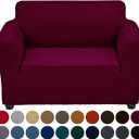 Joccun Stretch Chair Couch Cover,1-Piece Sofa Slipcover Spandex Jacquard Fabric Sofa Covers with Elastic Bottom,Washable Furniture Protector for Dogs,Cats,Kids(Armchair,Burgundy)