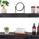 Floating Shelves 3 inch Thick for Wall Set of 2,Solid Pine Wood Wall Mount Shelf for Kitchen Living Room Bedroom Bathroom,8" D x 30" L x 3" H-Black