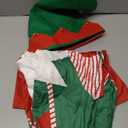 Floraltop 4 Pcs Women Christmas Elf Costume Set Santa's Helper Christmas Dress Elf Hat Striped Tights Shoes for Women (Medium)