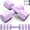 Sportneer Adjustable Dumbbells Hand Weights Set: 4 In 1 Weight Each 2lb 3lb 4lb 5lb Free Weights Dumbbells Set for Women Fast Adjust Dumbbell Set for Men Home Gym Workout Strength Training Exercise (Purple)