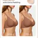Women's Wireless Push Up Bra Scalloped No Underwire Comfortable Bras Full Coverage Seamless Tshirt Everyday Bralettes (Brown, L)