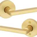 Kwikset Halifax Interior Passage Door Handle, Lever for Closet and Hallway Doors, Reversible Non-Locking Handle Lever, Satin Brass, with Microban Protection (1 Pack)