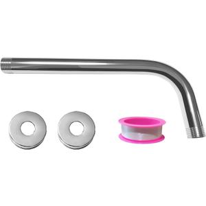 L Shape Shower Arm with Flange,8 Inch Wall Mount Replacement Angle Shower Head Arm 90 Degree Stainless Steel Rain Shower Head Extension for Fixed Bathroom Shower Head(Chrome Finish)
