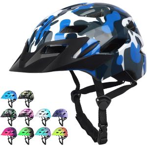 Kids Bike Helmet,Bavilk Kids Boys Girls Bike Helmets with LED Light Detachable Visor Children Youth Teen Multi-Sport for Skating Cycling Scooter Skateboard Adjustable & Lightweight 19.7"-22.4", 50-57 cm / 19.7"-22.4"