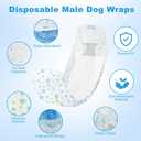 Disposable Dog Diapers Male 96 Count Belly Bands for Bale Dogs (Waist 11-16.5 in S) Super Absorbent Small Doggie Diapers for Heat Excitable Urination or Incontinence - Blue