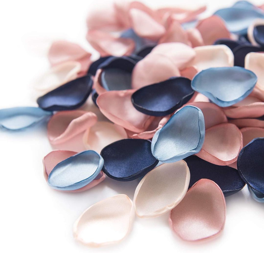 Ling's moment Rose Petals, Silk Flower Petals for Wedding/Aisle/Flower Girl Baskets/Table Centerpiece Dcor,etc.Dusty Rose Navy Blue 200pcs