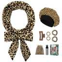 Gwabee No Heat Overnight Curl Headband - 70" Soft Ribbon Wrap for Long Hair, 9 PCS Curling Rods Set - Leopard Print Curls Headband