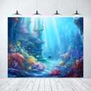 10x8ft Under The Sea Backdrop for Photography Underwater World Tropical Fish Coral Seabed Sunlight Blue Ocean Backdrop Ocean Theme Party Decorations Ocean Wallpaper Birthday Party Backdrop
