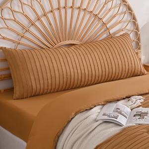 JELLYMONI Pillowcases Body Size Rust 1 Pack Boho Striped Bed Pillow Covers 20x54in Polyester Envelope Pillow Shams Tufted Bohemian Textured (Pillows are not Included)