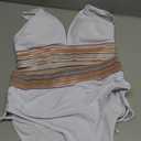 Blooming Jelly Women High Waisted Bikini Sets Tummy Control Swimsuits Color Block Two Piece Drawstring Bathing Suit (Large, White)