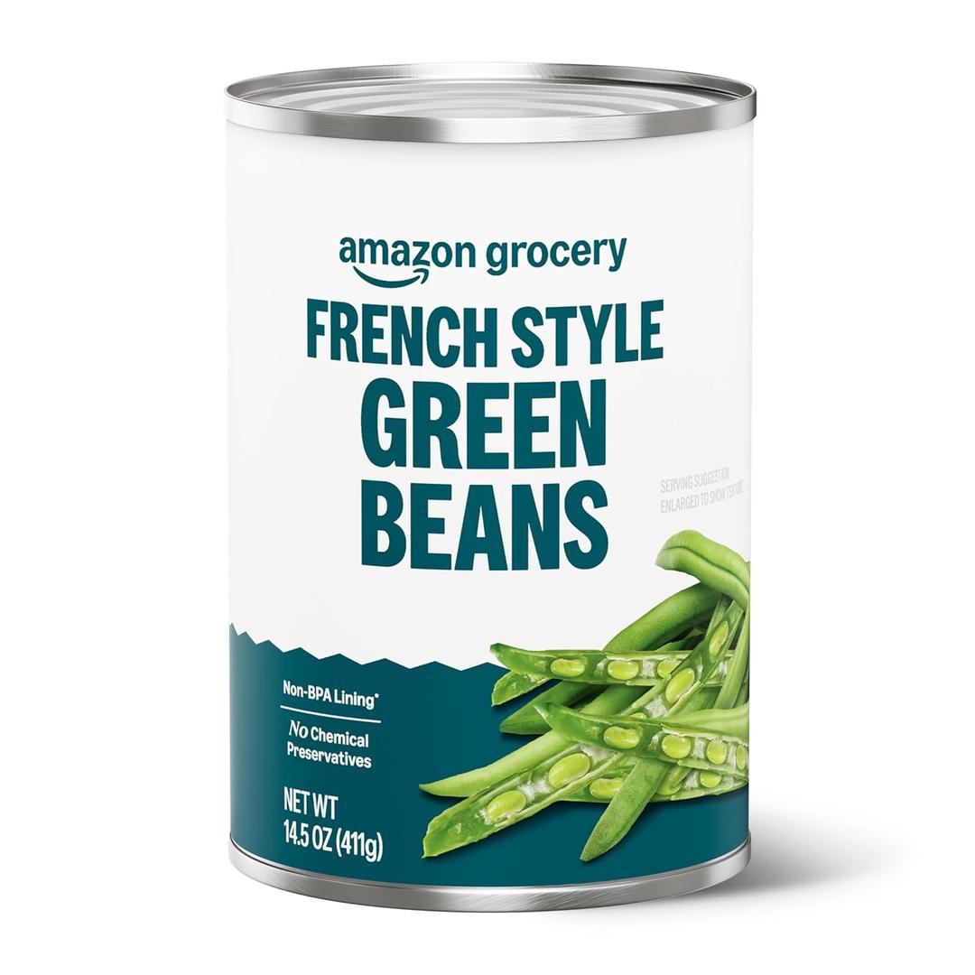 Amazon Grocery, French Style Green Beans, 14.5 Oz BBD: 02-11-28