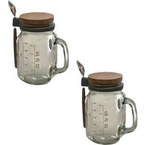Kaya Commodities Modern Minimalist Overnight Oats Jars (2 Pack, 16 oz, BPA Free, Glass & Bamboo, Leakproof, Microwave & Freezer Safe)
