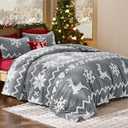 Bedsure Fluffy Christmas Comforter Set Queen - Green Bedding with Christmas Tree, Warm Flannel Fleece Bed Sets for Winter, 3 Pieces, 1 Soft Plush Shaggy Comforter with 2 Pillowcases
