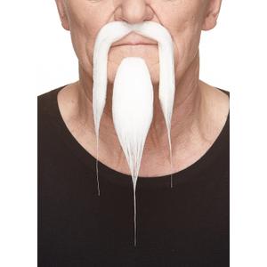 Mustaches Self Adhesive Fake Mustache and Beard, Novelty, Shaolin False Facial Hair, Costume Accessory for Adults White Color