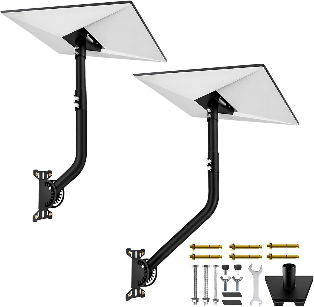 MONOJOY Starlink Gen 3 Wall Mount for Standard 4/4X/V3 Dish, Heavy Duty Alloy Steel Bracket with 8 & 10 Inch Extension Pole, Weatherproof Roof Mount Kit with Installation Hardware, Black (One Set)