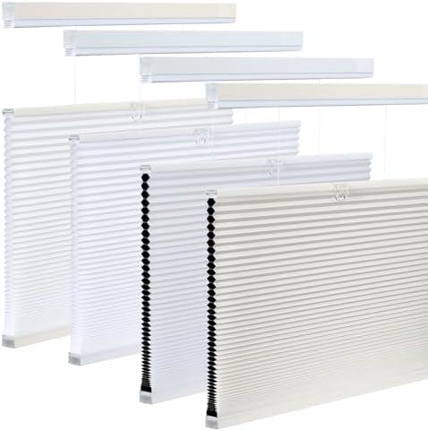 FabuBlinds Top Down Bottom Up (TDBU) Cordless Cellular Shades, Blackout Cellular Blinds, Honeycomb Shades Thermal Insulation Noise Reduction Blinds (Blackout Cream, 29" W x 64" H)