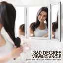 Houseables 3 Way Mirror, Trifold Mirror, Trifold Vanity, Three Way Folding, Tri Fold, For Braiding Hair, 3way, 3 Sided, Three Panel, Triple, Tabletop, Bathroom, Makeup, Self Haircut, 360, 21 x 31 Inch