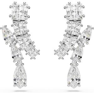 Swarovski Matrix Drop Earrings, Mixed Cuts, Clear, Rhodium Finished