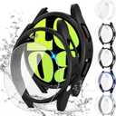 Tensea [5+5Pack for Samsung Galaxy Watch 6 Screen Protector Case 40mm Accessories, Hard PC Bumper/HD Anti-Fog Tempered Glass Protective Film, Face Cover Set, Galaxy Watch 6 Case for Women Men (Clear/Black/Black/Silver/Blue)