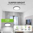 hykolity 12 Inch Selectable CCT LED Round Flat Panel Light, 24W 3000K/4000K/5000K, Edge-Lit Flush Mount Ceiling Light Fixture for Kitchen, Bedroom, Laundry and Closet Room, Black
