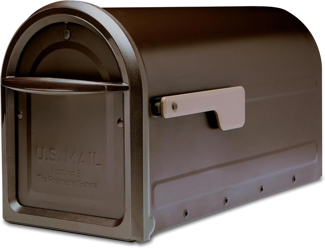Architectural Mailboxes Mapleton Heavy Duty Steel Metal Post Mounted Mail Box for Outside, Rubbed Bronze, Large Curbside Mailbox with Magnetic Latch