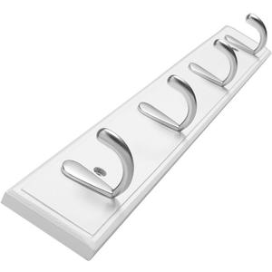 Coat Rack Wall Mount Coat Hanger Wall Heavy Duty with 4 Hooks Rail 100% Natural Bamboo Hook Rack Board Clothes Jacket Hanger Coat Rack for Wall Bedroom Entryway(White)
