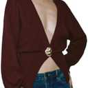 URBAN REVIVO Women Knitted Cardigans Long Sleeve V-Neck Lightweight Sweater One Leaf Button Down Outwear US Size 6
