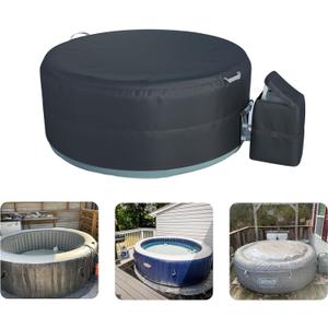 XCZ Portable Hot Tub Cover, Spa Thermal Cover, Waterproof, dustproof, Insulated, Suitable for 85in Round hot tub, Black, with Pump Cover (86.6" x 27")