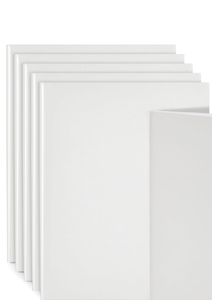 Paper Junkie 5 Pack 8.5x11 inch White Blank Hardcover Books for Kids to Write Stories, Unlined Scrapbook and Journal