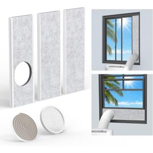 LBG Products Portable Air Conditioner Window Seal Kit Insulated,Adjustable AC Window Vent Kit Seal Plates with Insulation Foam Panel,Mulit-Layers Insulates Outside Heat,Fit Most AC 5.9in Diamater Hose