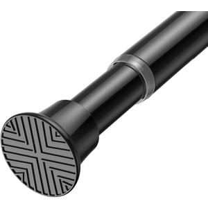 1PCS Black Tension Curtain Rod 18-36 Inch Adjustable Curtain Rod No Drilling Small Tension Spring Tension Curtain Rods, for Windows, Door And Closet. (With One Set Rod Holders)