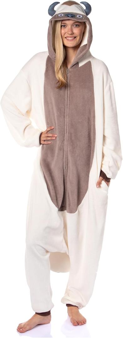INTIMO Nickelodeon Mens' Avatar The Last Airbender Appa Hooded Union Suit Costume Sleep Pajama For Adults (XXS/XS)
