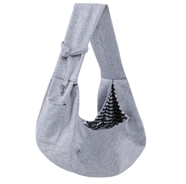 Dog and Cats Carrier Sling, Puppy Small Pet Carrier with Storage Pocket | Reversible Dog Sling Carrier, Safety buckle, Storage Pocket, Machine Washable for Travel, Outdoor Activities, Hand-Free, Gray