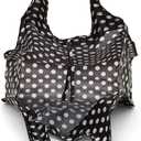 kate spade new york Reusable Shopping Tote, Lightweight Foldable Produce Bag, Black Dots