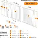 Extra Wide Baby Gate with Door 62-70 Inch Pressure Mounted, Auto Close Child Baby Gates for Doorways No Drill, Walk Through Dog Gate Indoor for The House, White