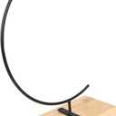 Shaped Hanging Iron Stand for Micro Landscape Terrarium Desktop Holder with Sturdy Wooden Base for Home Office Decor Black Color