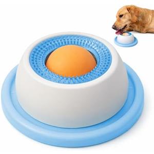 Calming Lick Bowl for Dogs & Cats, Non-Slip Slow Feeder with Rotating Lick Ball for Liquid & Wet Food, Anxiety Relief Enrichment Toy, Keeps Pets Busy, Happy & Engaged, 1 Pack