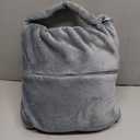 Travel Blanket with Carry Bag, Lightweight Wearable Airplane Blanket, Soft Packable Throw for Travel & Office Light Grey