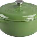 Lodge Essential Enamel Cast Iron Dutch Oven - Perfect for Bread Baking, Braising, Marinating & Slow Cooking - Features Moisture-Sealing Lid & Dual Handles - Kitchen Essentials - 6 Quarts - Spruce