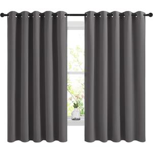 NICETOWN Blackout Curtains Panels for Bedroom, 2 Panels, 66 x 60 Inch, Gray, 3 Pass Microfiber Noise Reducing Thermal Insulated Solid Ring Top Blackout Window Drapes