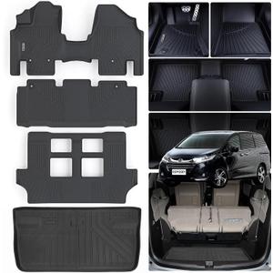 Floor Mats & Cargo Liners for 2011-2017 Honda Odyssey, TPE All Weather Protection Car Floor Liners with Trunk Mat Accessories